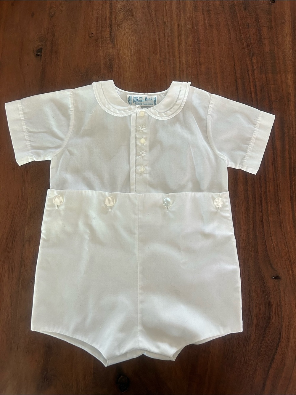 VTG Feltman Brothers White Embroidered Bobby Suit Romper ~3-6M Heirloom